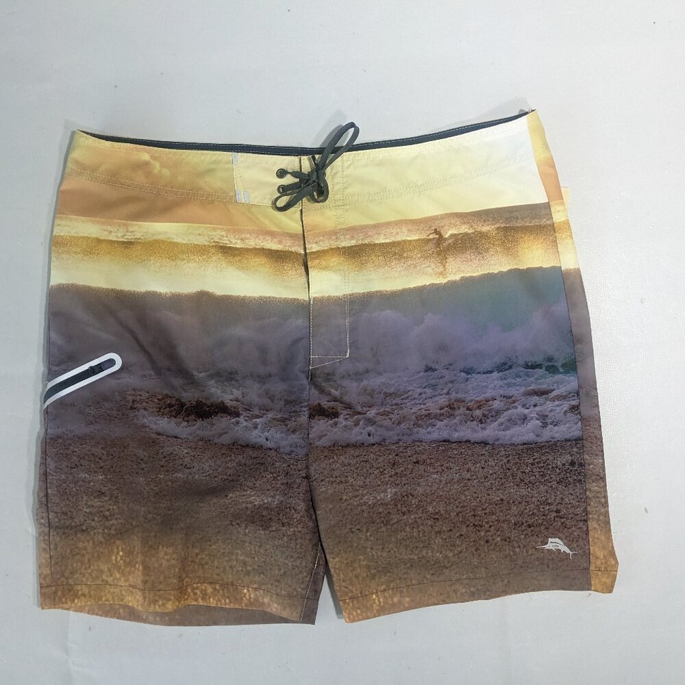 NEW Mens Tommy Bahama Boardshorts Molokai Sunset Break 9"I UPF 30 Yellow